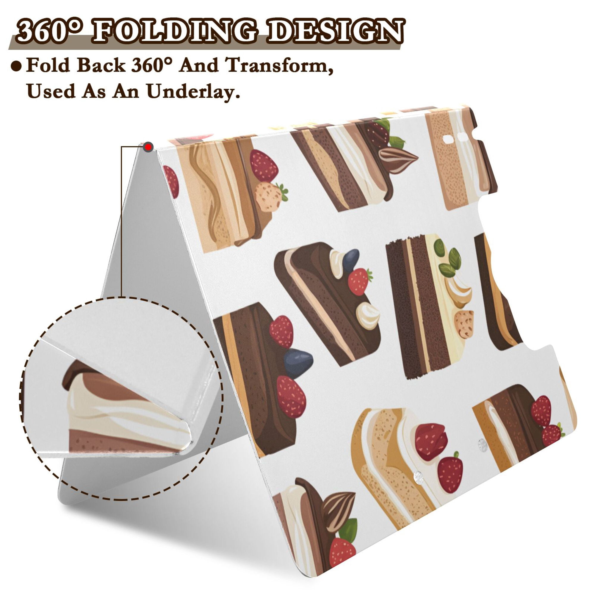 FORMRS A4 Clipboard Folder with Pen Holder Horizontal Foldable School Office Binder, White Cakes Pattern