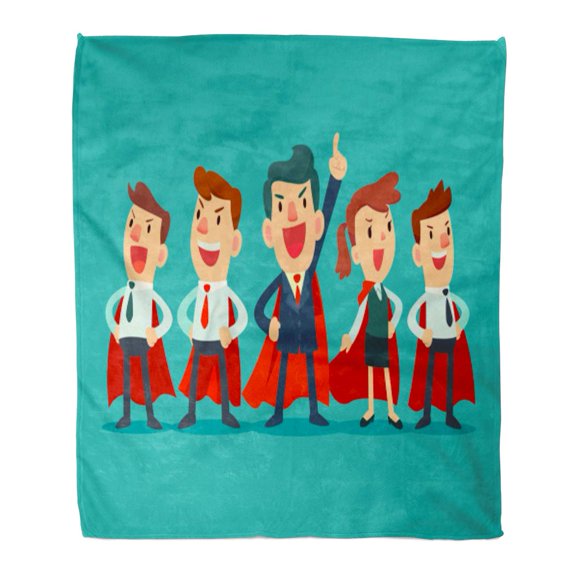 SIDONKU Flannel Throw Blanket Employee Super Team of Leader and Businessmen in Red Soft for Bed Sofa and Couch 50x60 Inches