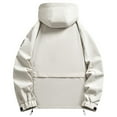 thumbnail image 3 of KHONTS,Men's Hooded Zipper Rain Jackets Oversized Lightweight Waterproof Jackets Travel Long Sleeve Windbreaker Packable Coats Khaki S, 3 of 4