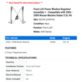 thumbnail image 2 of Front Left Power Window Regulator Assembly 1 - Compatible with 2004 - 2008 Nissan Maxima Sedan 3.5L V6 - Autopart Premium, 2 of 2