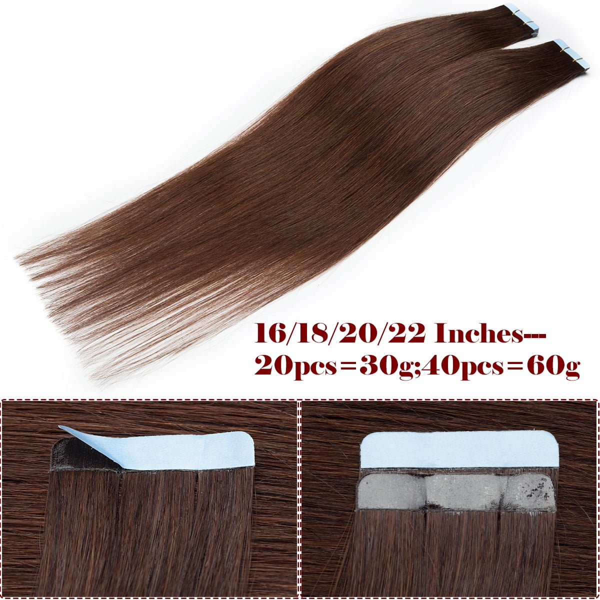 SEGO 20 Pcs Tape in Hair Extensions 100% Real Remy Human  display picture 3
