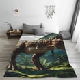 thumbnail image 5 of Pofeuu Green Forest Dinosaur Print Ultra-Soft Micro Fleece Blanket,for Bed Or Sofa,All Season Throw Blankets Flannel Blanket-40"x30", 5 of 7