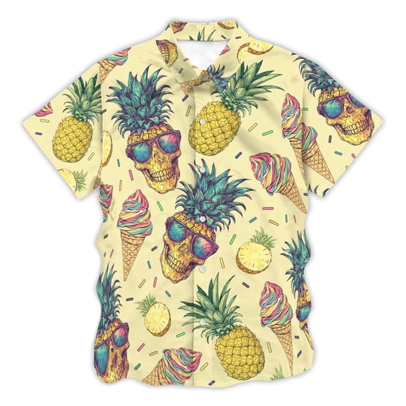 WOYY Toddler Boys Beach Shirt Pineapple Print Short Sleeve Button Down Shirt, Sizes 4-5T