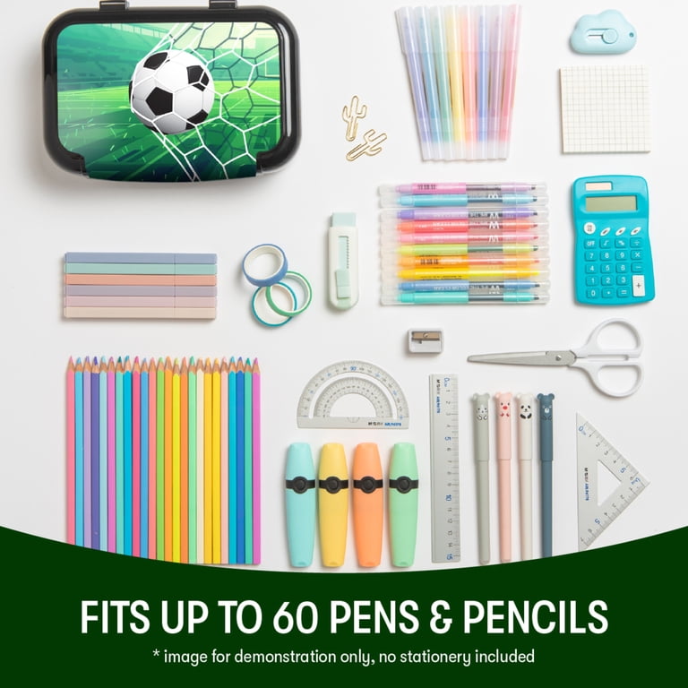 Recycled Plastic Pencil Box, Soccer Theme, Large Capacity photo 5