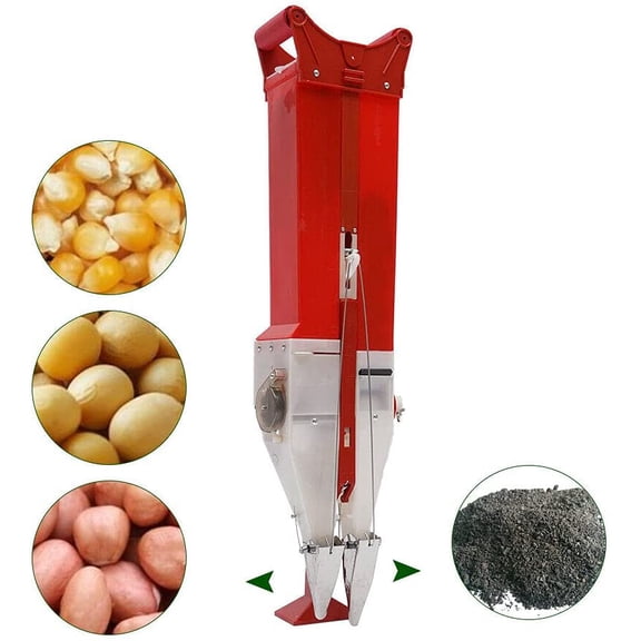 Adjustable Seeder Spreader Fertilizer Machine With 2 Spread Heads , Household Manual Handheld Corn Peanut Garden Vegetable Planter