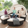 thumbnail image 5 of Costway Patio Round Daybed PE Rattan Cushioned Sectional Seating with Retractable Canopy, 5 of 10
