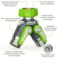 thumbnail image 5 of RainPoint Garden Hose Splitter, 2 Way Heavy Duty Water Hose Y Spigot and 100% Metal Body Splitter with Shutoff Valves, 1.9" Long Metal Handle, Green, 5 of 7