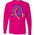 thumbnail image 3 of Inktastic 3-21 World Down Syndrome Day Blue and Yellow Rainbow Ribbon Long Sleeve T-Shirt, 3 of 5
