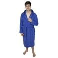 thumbnail image 2 of Mens 100% Terry Cotton Toweling Bathrobe Dressing Robe Hooded Blue Large, 2 of 8