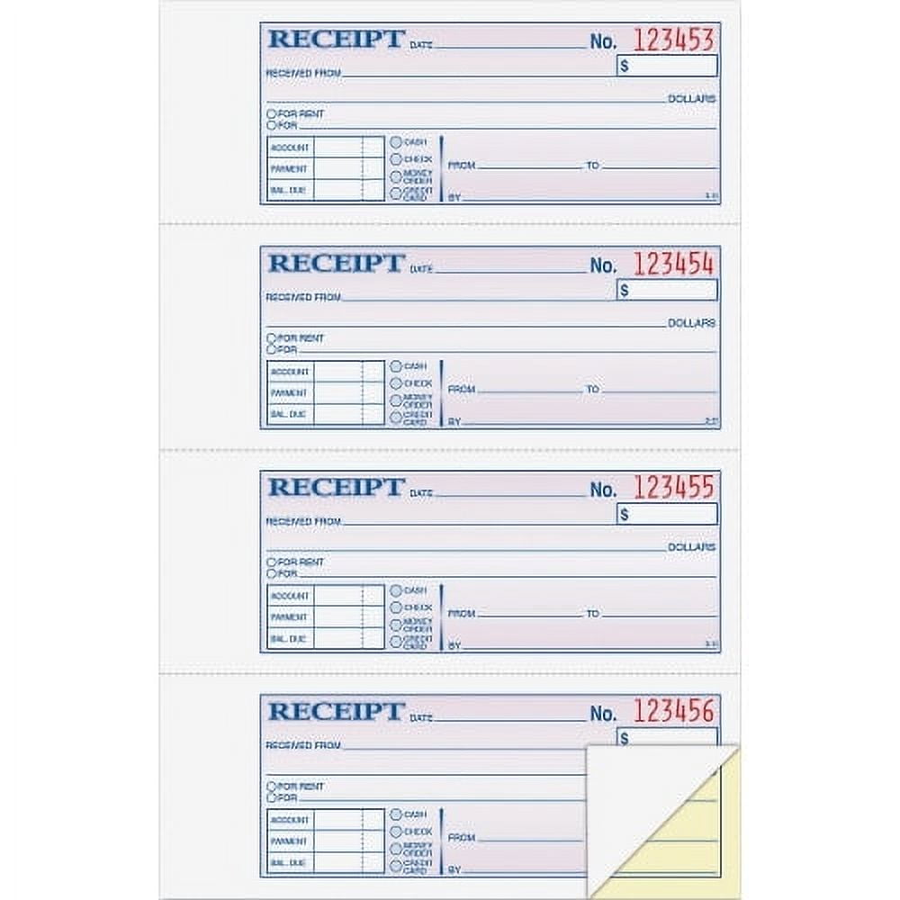 Adams Money/ Rent Receipt Book, 2-Part, Carbonless, 4 per Page, 200 Set