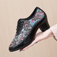 thumbnail image 2 of XIHAHA zapatos de baile latino de tacón alto para mujer y adulto, zapatos de baile Social cuadrados, zapatos deportivos transpirables, tela de microfibra bordada, 2 of 5
