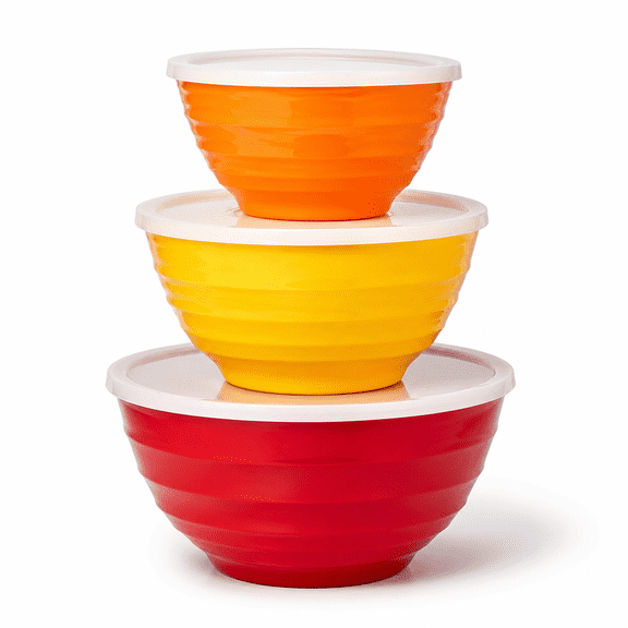 6 Piece Nesting Mixing Bowl Set with Lids for Baking, Prep, and Storage