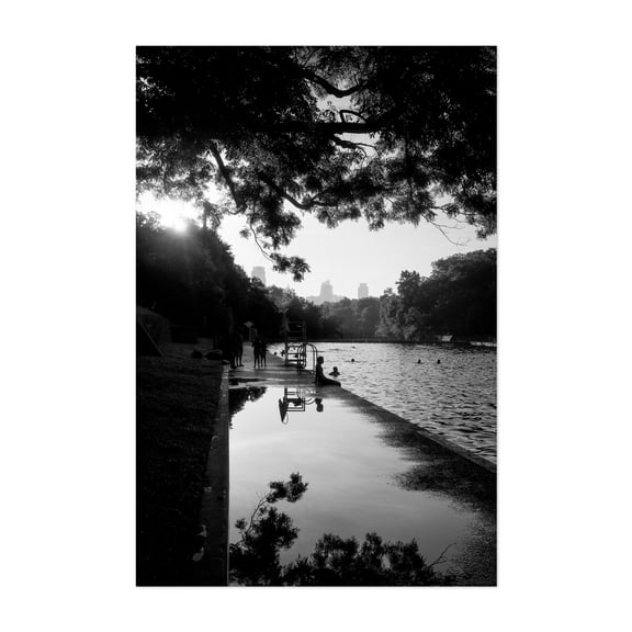 BARTON SPRINGS - Austin Texas Photography Black and White Summer Scenic Landscape Nature Unframed Wall Art Print 4 x 6 inches