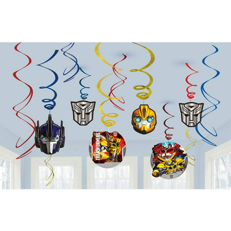 Transformers Foil Swirl Hanging Decorations (12 Pack) - Party Supplies