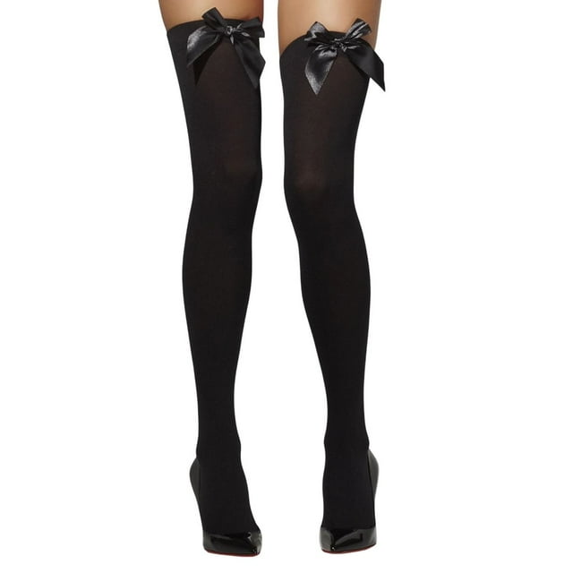Smiffys Womens Bow Opaque Hold Up Stockings