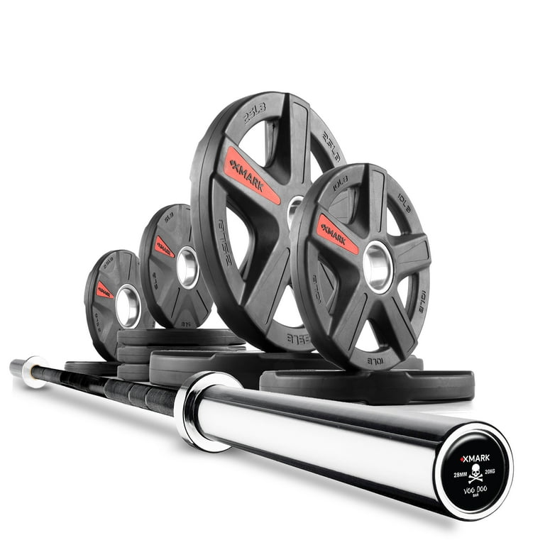XMark Olympic Barbell Weight Set VOODOO 7 Olympic Bar and 95 lb TEXAS STAR Weight Plates Set