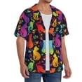 thumbnail image 4 of Wukai Colorful Cats Men's Casual Short-Sleeve Button Down Shirt - Lightweight Summer Dress Shirt for Daily Wear-Medium, 4 of 7