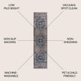 thumbnail image 3 of JONATHAN Y WASHABLE 2 x 8 Runner Rug, Alacati Ogee Medallion - Navy/Brown, WSH103C-28, 3 of 9