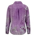 thumbnail image 5 of Purple Womens Blouses Women's Long Sleeved Printed Button Down Shirt Ladies Tops and Blouses, 5 of 5