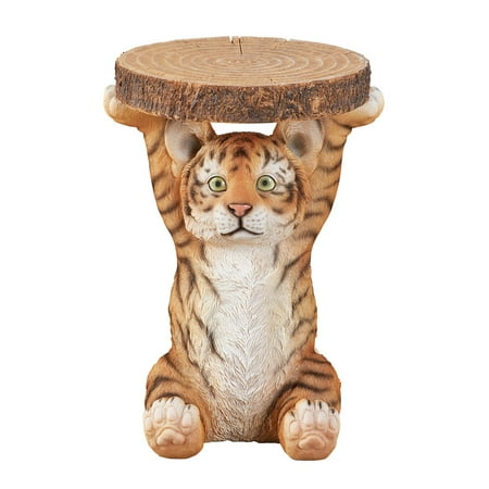 Second Hand Living Room Furniture Tiger Cub Faux Log Accent Table, Hand-Painted Side Table for Storage in Living Room or Bedroom, Yellow ()
