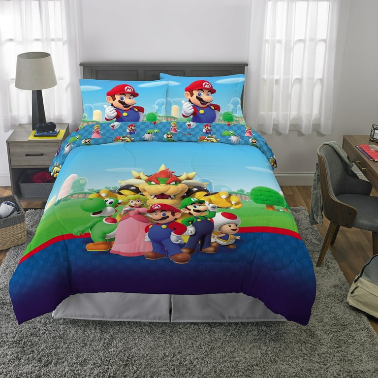 Super Mario Kids Full Bed in a Bag Comforter and Sheets Walmart