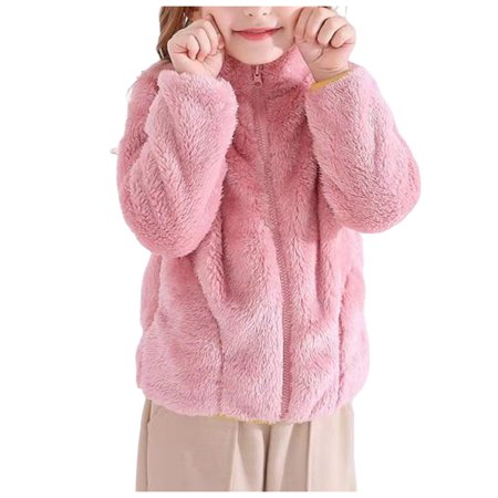 

DNDKILG Toddler Child Girl s Hooded Fall Winter Jackets Infant Baby Zip Up Fleece Long Sleeve Outerwear Thicken Coat Pink 6M-7Y