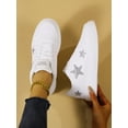 thumbnail image 1 of Women's Sports White Sneakers, Comfortable, Breathable & Shiny Silver, 1 of 5