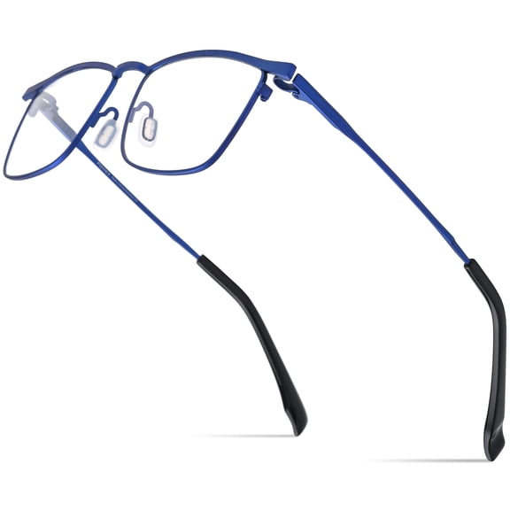 FONEX Pure Titanium Glasses Frame Men Square Eyeglasses Optical Eyewear (85741 Blue)