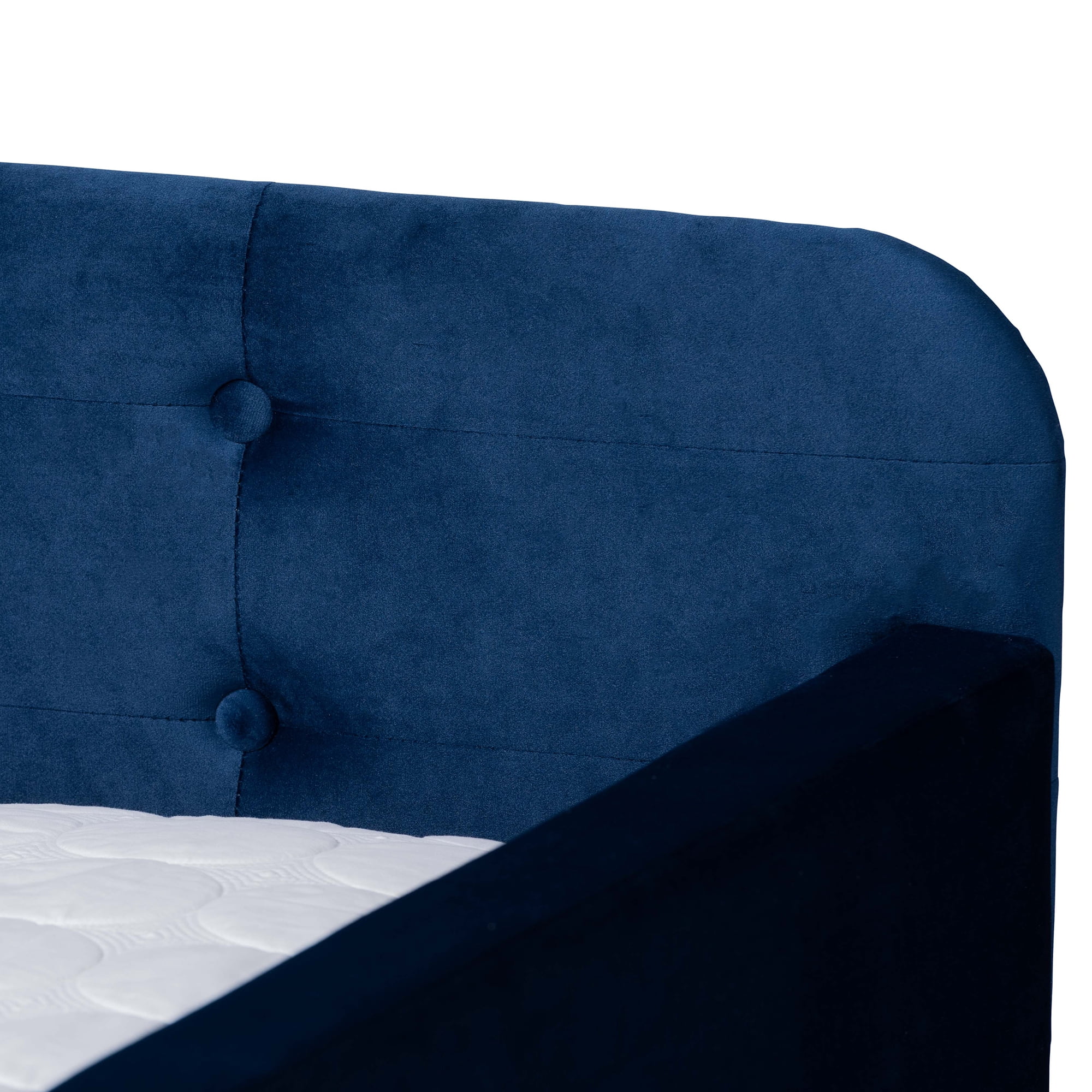 Baxton Studio Jona Kids Modern Daybed with Roll-out Trundle, Navy Blue/Velvet