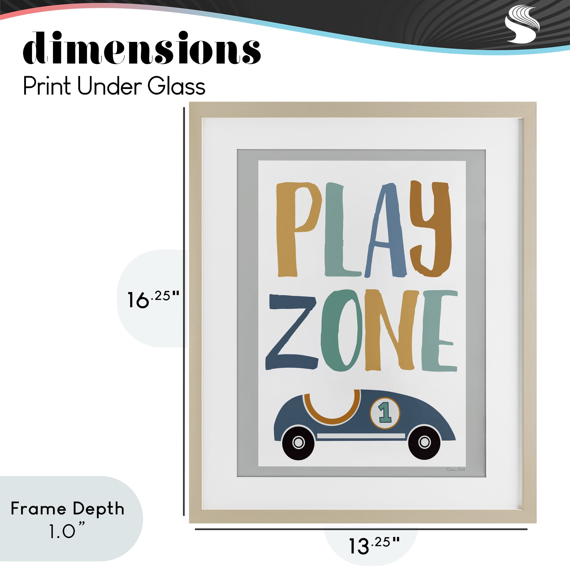 Stupell Industries Play Zone Racecar Birch Framed Print Under Glass, design by Susan Ball