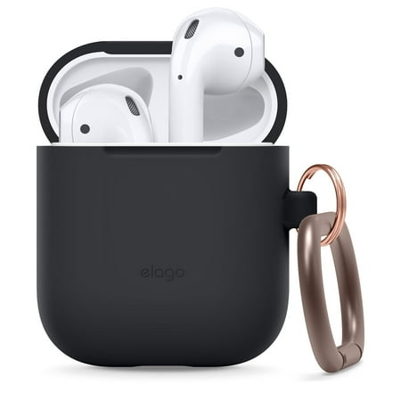 Silicone Case with Keychain Designed for Apple AirPods Case [Black]