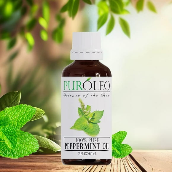 PUROLEO Peppermint Essential Oil 2 Fl Oz/60 ML (Packed In Canada) 100% Pure Natural Undiluted, for Aromatherapy essential oils for candle making, perfume for women, fragrance oils for candles