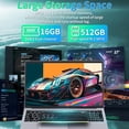 thumbnail image 5 of 【Win 11 Pro/Office 2019】17.3" Large Laptop, 16GB RAM, 512GB SSD, FHD IPS Display, 6500Y (Up to 3.4 GHz), Fingerprint, Backlit Keyboard, WiFi/USB3.0/BT/HDMI, PC Notebook For Work & Study, 5 of 8