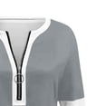 thumbnail image 5 of AKOEE Women 1/2 Zip Pullover Tops Colorblock Striped Long Sleeve S-3XL Lightweight Casual Tshirts Loose Fit, Gray 2XL, 5 of 7
