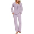 thumbnail image 2 of Posijego Women's Fall Pajama Sets 2 Piece Soft Long Sleeve PJs Top Sleepwear Pants with Pockets Loungewear, 2 of 6