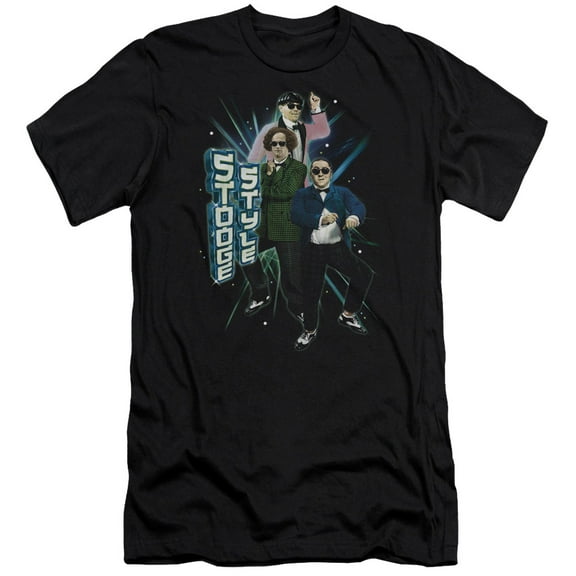 Three StoogeS/Stooge Style S/S Adult 30/1 T-Shirt Black