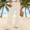 thumbnail image 2 of Edvintorg Wide Leg Pants Woman Plus Size Fashion High Waisted Striped Casual Trouser with Pockets Summer Clothes for Women Khaki S, 2 of 8