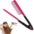 thumbnail image 5 of Peine alisador de cabello con diseño curvo en forma de V, antiencrespamiento, ideal para viajes. Cepillo rosa fucsia., 5 of 5