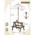 thumbnail image 4 of Picnic Table, Outdoor Wooden Bench Set w/Removable Umbrella, Backyard Furniture for Patio Garden, Picnic Table for Outdoors, 4 of 6