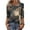 Dark Blue, variant on Women's Retro 3/4 Sleeve Round Collar Printed T-Shirt with Floral Pattern, Ladies Casual Blouse for Retro Style, Comfortable Loose Fit Top for Everyday Wear,Army Green L