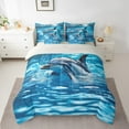 thumbnail image 2 of Feelyou 3D Dolphin Teens Bedding Comforter Set 7pcs, Kawaii Blue Sealife Queen Bedding Sets, Ocean Marine Animal Reversible Queen Sheet Sets, Super Cozy Room Decor, 2 of 8