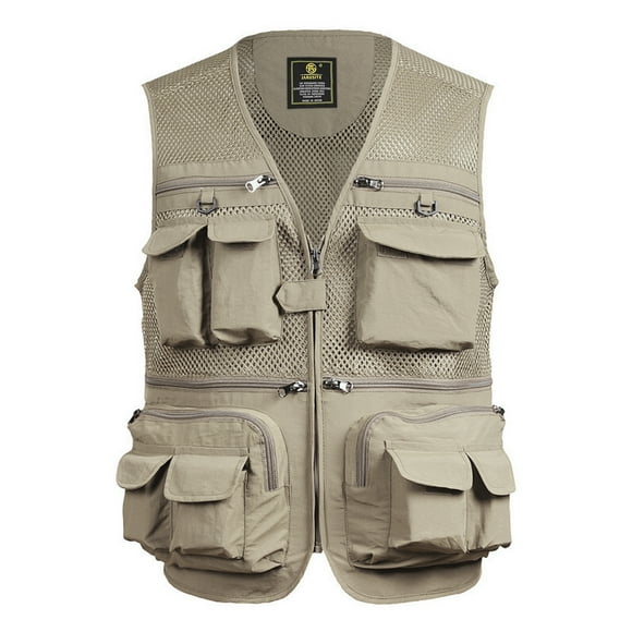 yeacher Fishing Vest Breathable Fishing Travel Mesh Vest with Zipper Pockets Summer Work Vest for Outdoor Activities
