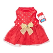 ***Discontinued***Holiday Time Red Polka Dot Sparkle Bow Dress Xs