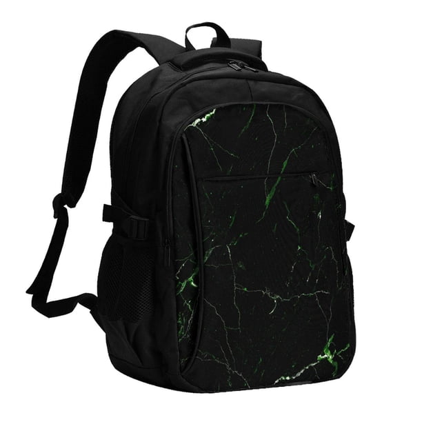 Disketp Black Marble Mochila de Viaje Estampada para Laptop con Puerto de Carga USB, Mochila Impermeable para Computadora – Regalo para Hombres y Mujeres