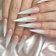 thumbnail image 2 of Long Almond Fake Nails Detachable French Ballet Halloween False Nails nail art Full Cover Nail Tips Press On Nails 24pcs, 2 of 5
