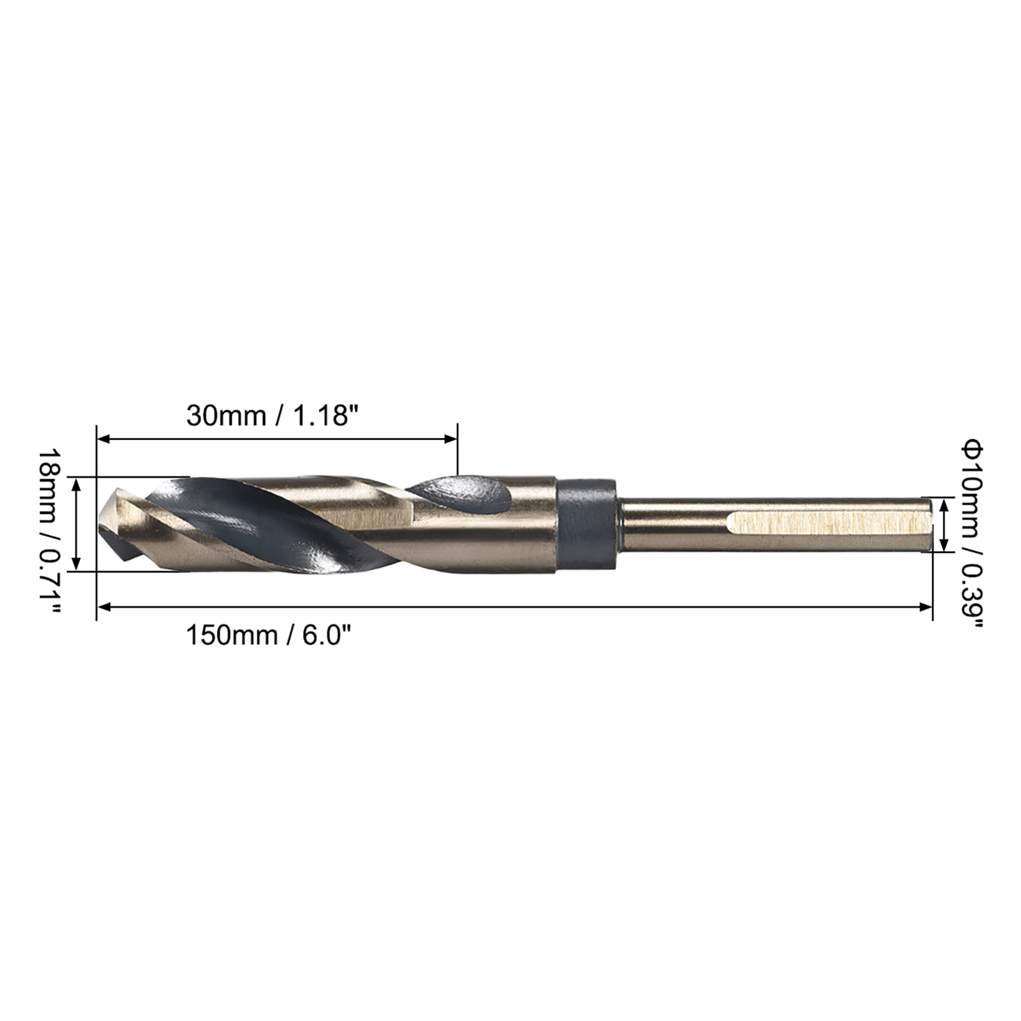 sourcing map Reduced Shank Twist Drill Bits 18mm High Speed Steel 4341 with 10mm Shank 1 Pcs