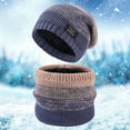 thumbnail image 2 of Men Gradient Color Knit Beanie Set - Plush Thick Hat And Neck Warmer Combo, Winter Warm Stocking Stuffers, For Snow Outdoor Motorcycle Riding Christmas Gifts for Teens, 2 of 4