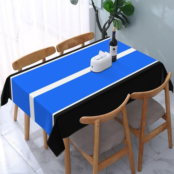 Rectangle Table Cloth, Blue Black White Stripes Soft Tablecloth Washable Oblong Table Covers Decorative for Kitchen & Table Linens 60" x 84"