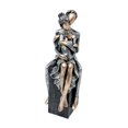 thumbnail image 3 of Figura de familia de 3, estatua de padres e hijos, decoración para el hogar, familia rústica de resina Astilla negra, 3 of 9