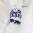 thumbnail image 6 of His and Her Matching Rings White AND Blue Couple Rings CZ Wedding Ring Sets Wedding Band, 6 of 7